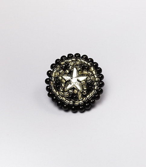 Black Beaded Star Button Size 38L x10